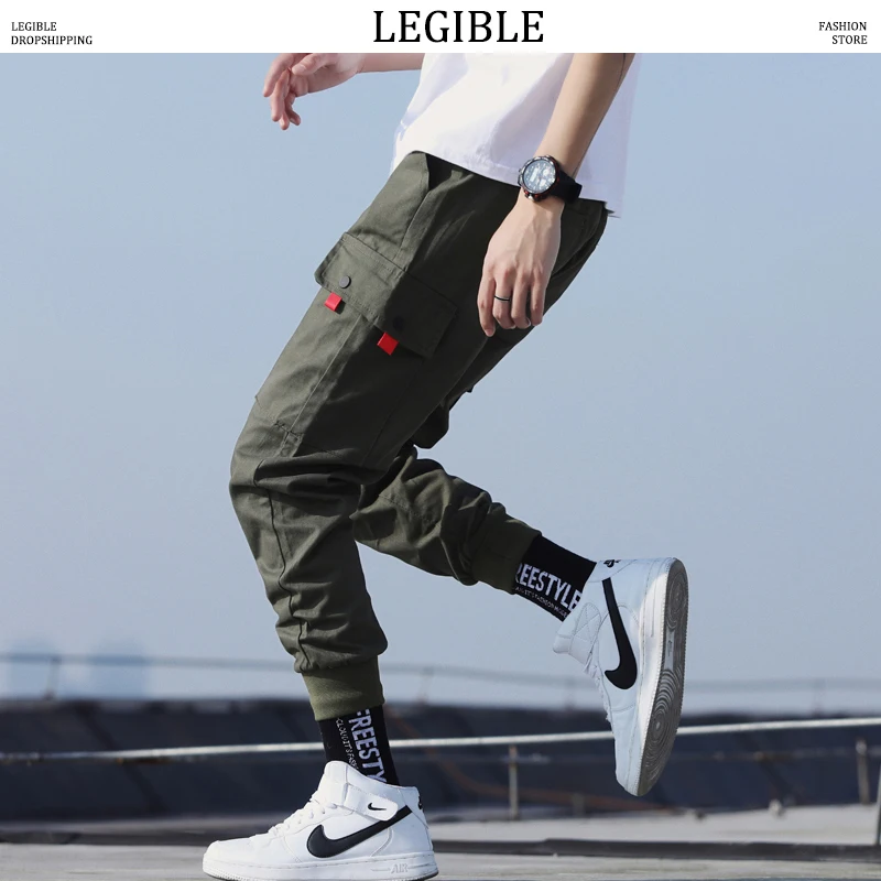 Разборчивые мужские брюки-карго длиной до щиколотки, мужская Японская уличная одежда, мужские брюки в Корейском стиле, спортивные штаны с карманами в стиле хип-хоп