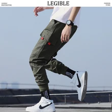 Разборчивые мужские брюки-карго длиной до щиколотки, мужская Японская уличная одежда, мужские брюки в Корейском стиле, спортивные штаны с карманами в стиле хип-хоп