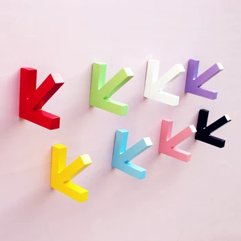 

2pcs/set Creative Colorful Wall Mounted Wood Arrow Hook Hanger Hat Coat Door Clothes Rack Decoration Living Room Furniture