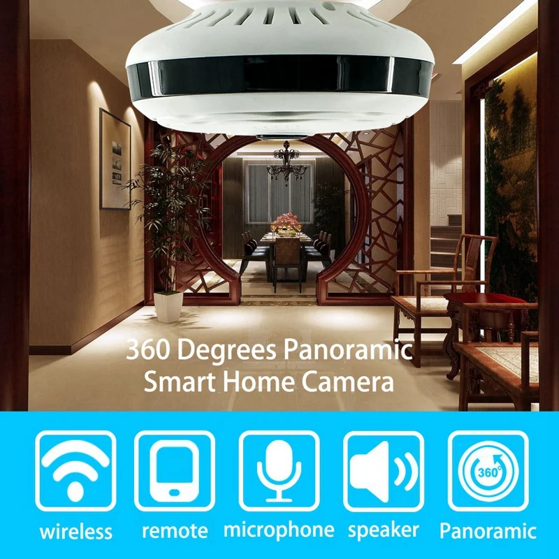 Ip-камера рыбий глаз панорамная камера 1080P беспроводная домашняя сетевая камера с европейской вилкой