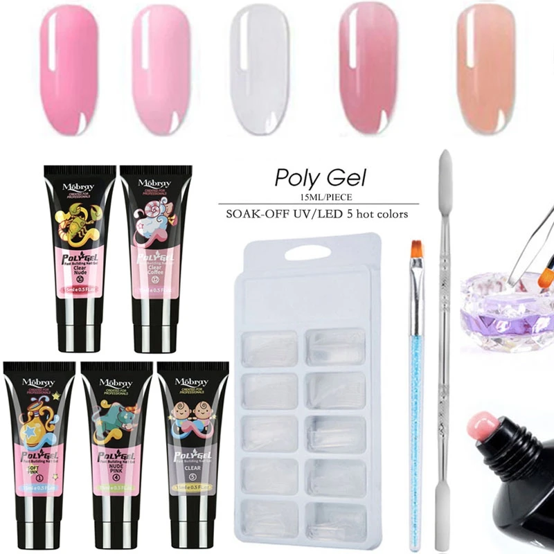 

8Pcs/Set Manicure Rapid Extension Care Nail Set Poly Gel Finger Extension Clear Pink Jelly Polygel Quick Building DIY Nail Art
