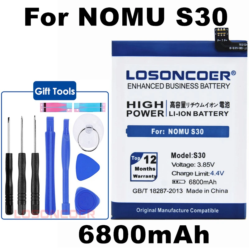LOSONCOER S30 6800 мАч Сменные литий-ионные аккумуляторы для Nomu S30 Смартфон батарея+ быстрое прибытие