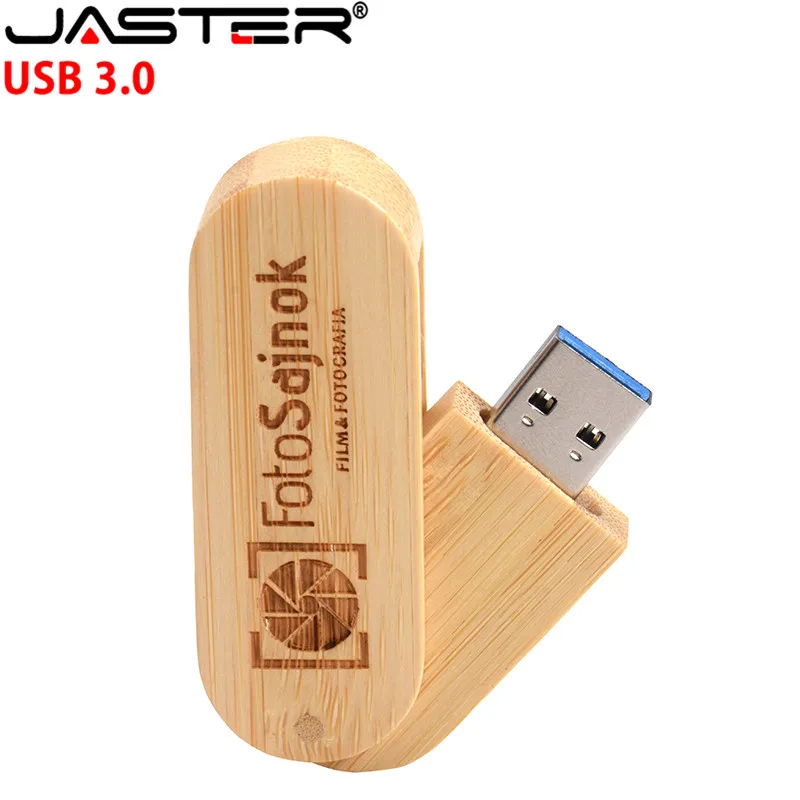 JASTER USB 3,0 логотип на заказ вращающийся деревянный usb+ коробка USB флэш-накопитель 4 Гб 16 г 32 Гб 64 г карта памяти для фотосъемки свадьбы