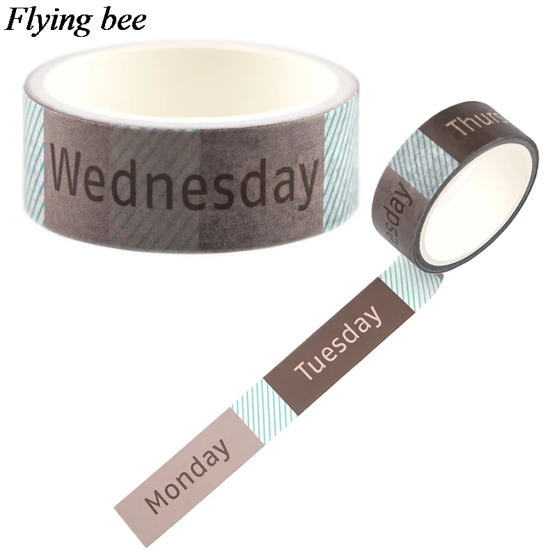 Flyingbee 15mmX5m Week period Wash Tape Paper DIY декоративная клейкая лента Канцтовары уникальные