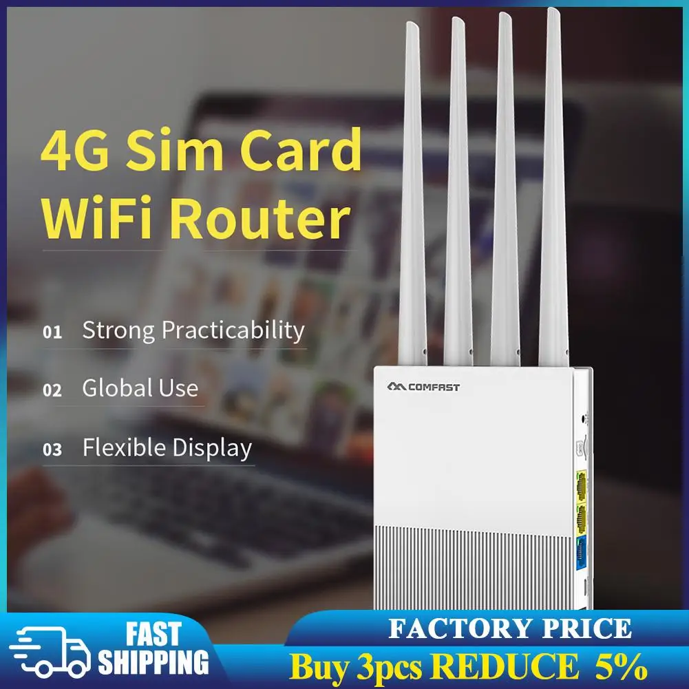 Wi-Fi роутер COMFAST E3 4G LTE 2 4 ГГц антенны SIM-карта WAN LAN удлинитель беспроводной сети с