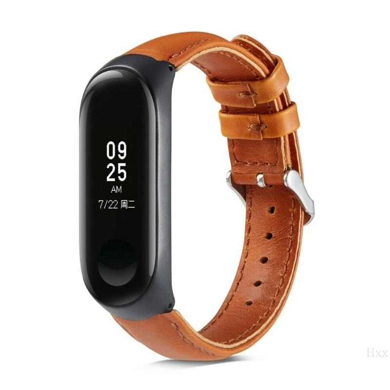 Watch Band for Xiaomi Mi Band 4 Leather Strap Leather Wrist Compatible Strap for Mi Band 4 Accessories Bracelet Miband 3 Strap