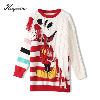 

Personalized sweater women's irregular design fashion small group sweater spring matching cartoon mouse knitting Pullover B-095