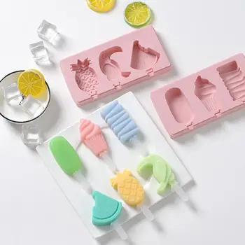 

Cute Ice Cream Mold With Lid Silicone Homemade Popsicle Mold Handmade DIY Ice-sucker Mould