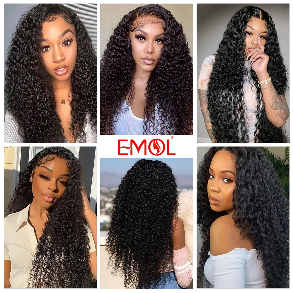 EMOL Malaysian Kinky Curly Hair Bundles 100% Human Hair Weave 3/4 Bundles Natural Black Curly Human Hair Extensions 8-28 Inch