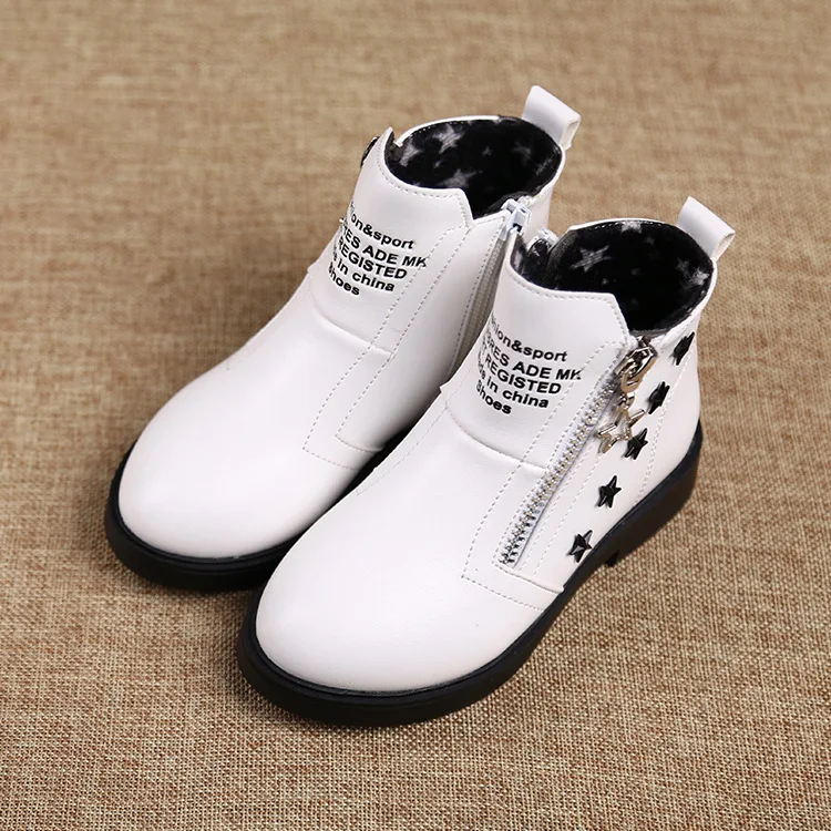 

CHILDREN'S Shoes Autumn Fashion Models in Europe And America Solid Color Students Leather Cotton Boots Star Children plus Velvet