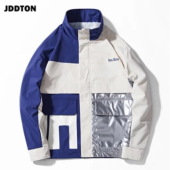 

JDDTON New Spring Men's Splice Standing Collar Loose Jackets Male Casual Streetwear Hip Hop Coat Men Comfortable Clothing JE231