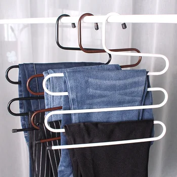 

Clothes Hanger Metal Hangers Magic Iron Bending Multi-layer Antiskid Unisex General Pants Rack Wardrobe Stand Armoire Organizer