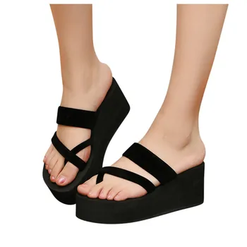 

2020 New Women Summer Non-slip Platform Shoes Wedges High Heel Flip Flop Female Outdoor Beach Slippers Casual Sandals Fashion
