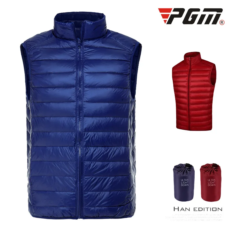 

PGM Golf wear Men's Down Garment Majia Spring Outerwear Ultra Light Sportswear Portable White duck down vest warm thermostat