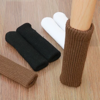 

Thickened Solid Color Chair Feet Sock Craftsmanship Sturdy Enduring Anti-slip Table Leg Knitted Cover 4pcs/set