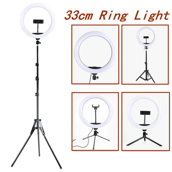

33cm LED Selfie Ring Light with Tripod Phone Stand Ringlight Profissional Photography Studio Ring Lamp for Youtube Video Lights