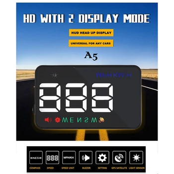 

A5 3.5inch HUD Head-Up Display Car-Styling Hud Display Windshield Projector Alarm System Universal Auto