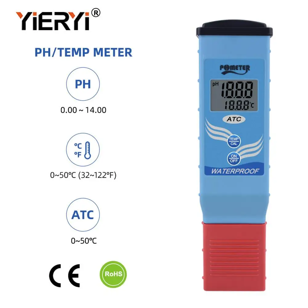Цифровой измеритель температуры yieryi водонепроницаемый PH с ЖК-дисплеем и