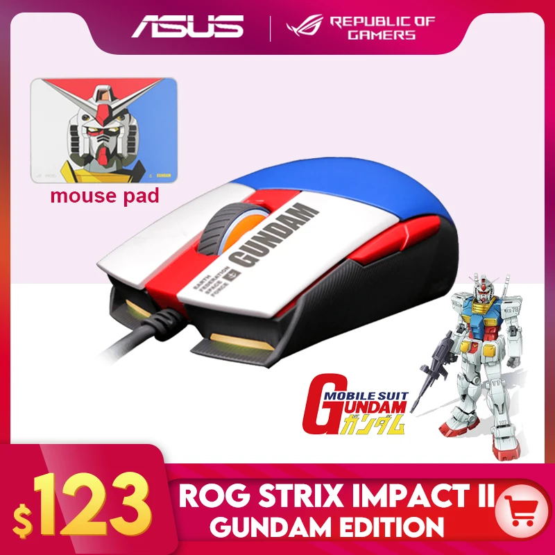 Rog Strix Impact Ii Gundam Edition Wired Gaming Mouse 6 0 Dpi Optical Sensor Lightweight Design And Rgb Lighting Effects Mice Aliexpress