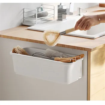 

Drawable Wall-mounted Storage Box Punch-free Cabinet Drawer Rack Spice Holder Plastic Shelf Kitchenware Containers Organizer