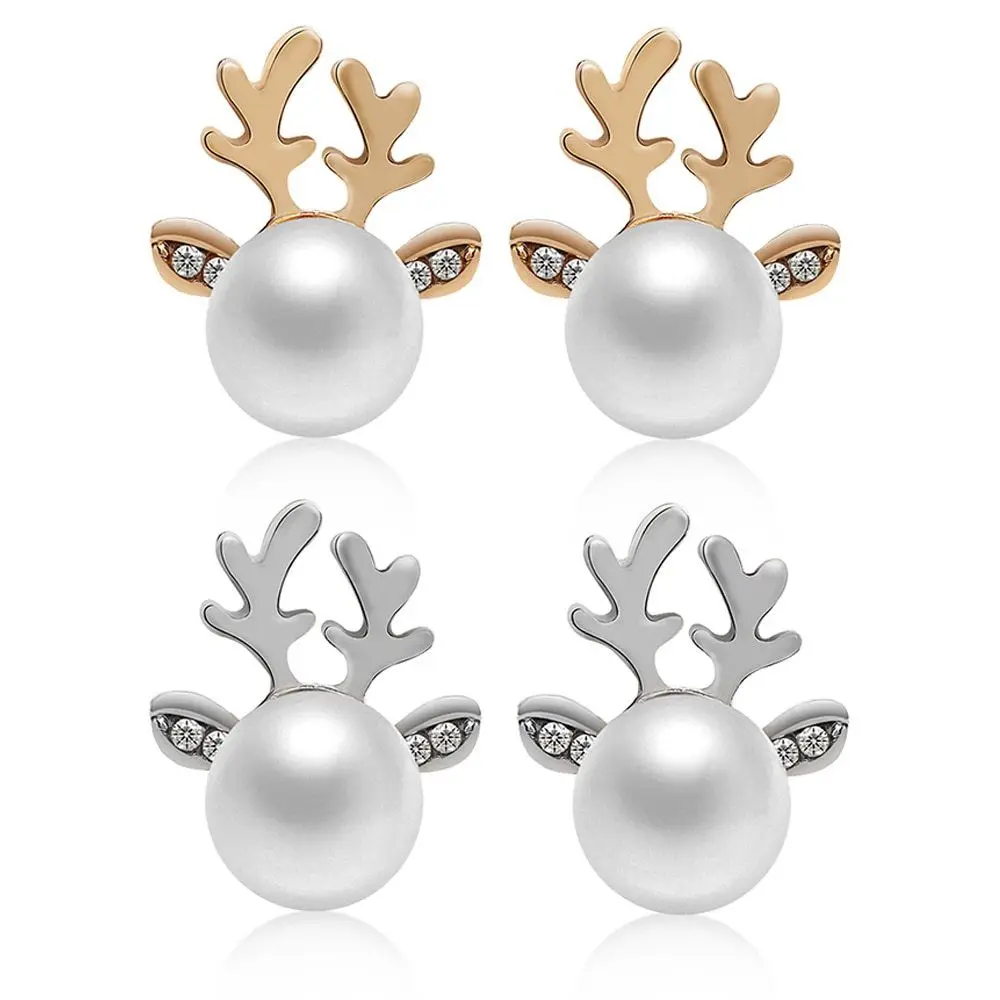 

2019 Temperament explosion models 1 pair of elegant hot Christmas fashion Christmas pearl deer earrings earrings fashion selecti