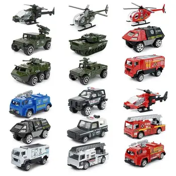 

6pcs 1:87 Mini Military Fire Special Car Model Toy Truck Engineering Vehicle Model Classic Toy Alloy Car Children Toys