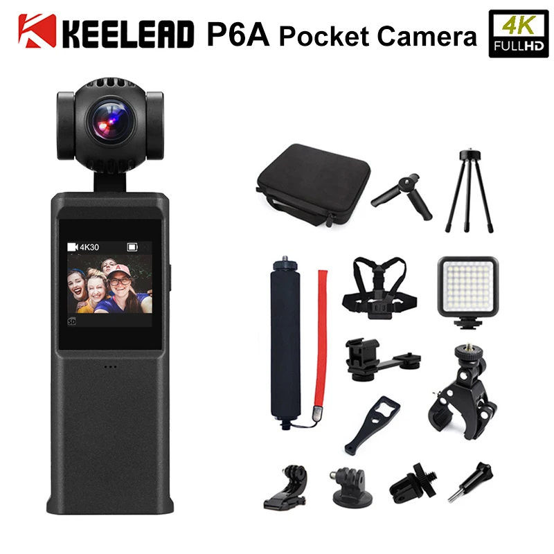 Карманный карданный подвес P6A с 3 осевым шарнирным стабилизатором камера 4K WIFI UHD