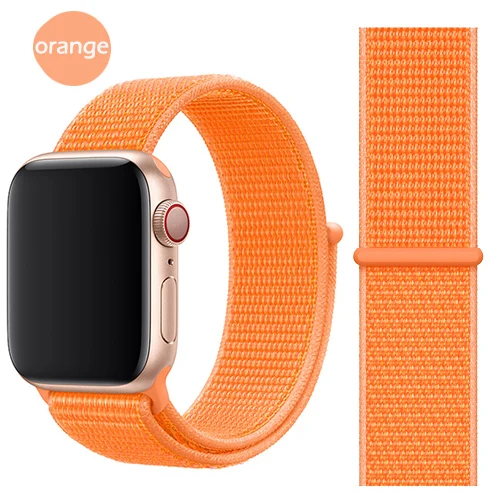Нейлоновая Мягкая дышащая повязка для Apple Watch Series 4 3/2/1 полосы 38 мм 42 ММ сменная Спортивная петля для iwatch 4 3 2 1 40 мм 44 мм - Цвет ремешка: orange