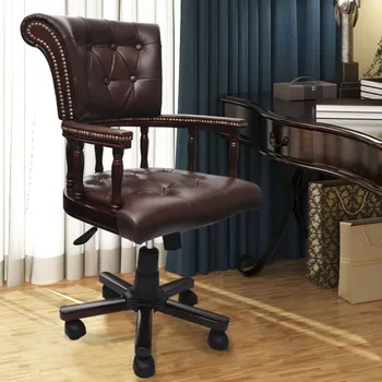 

Computer Office Chair Gaming Home Leather Executive Swivel Massage Vintage Chair Lifting Rotatable Armchair Chesterfield Captain
