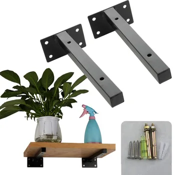 

2PCS 10-50cm Length Black Wall Mounted Shelf Bracket Heavy Duty Scaffold Board Floating Bracket Industrial Iron Support Table