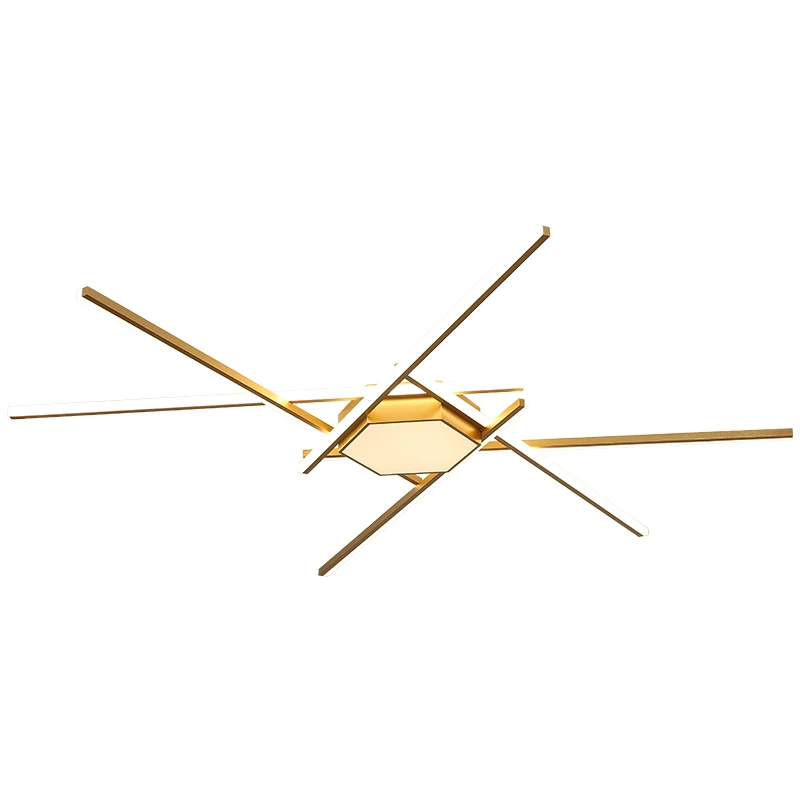 Современный светодиодный потолочный светильник с дистанционным затемнением, алюминиевые обеденные светильники для гостиной, спальни, золотой блеск