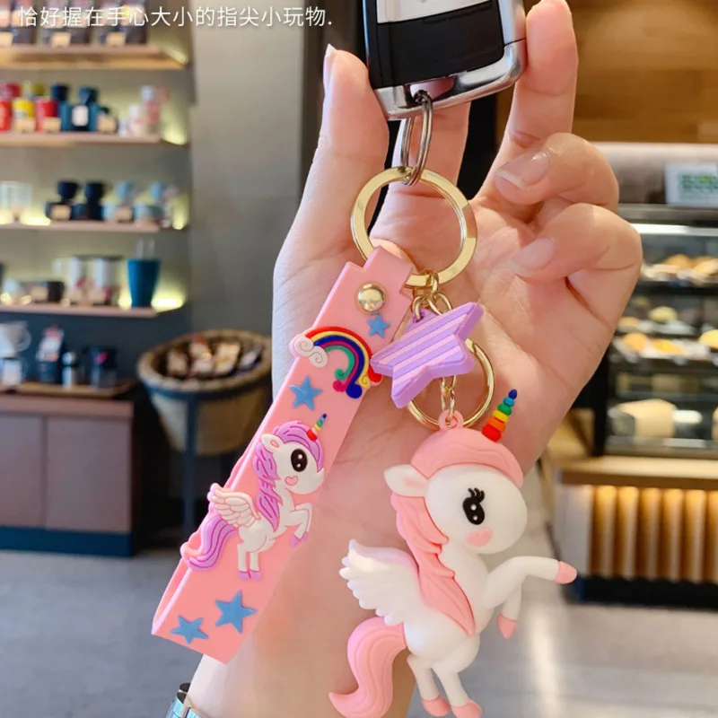Unicorn Keychain Female Cute Cartoon Doll Car Key Lanyard Bag