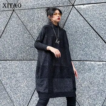 

XITAO Fashion Spring New Women Dress Plus Size Bat Sleeve O Neck Elegant Women Clothes 2020 Streetwear Knit Dresses GCC3184