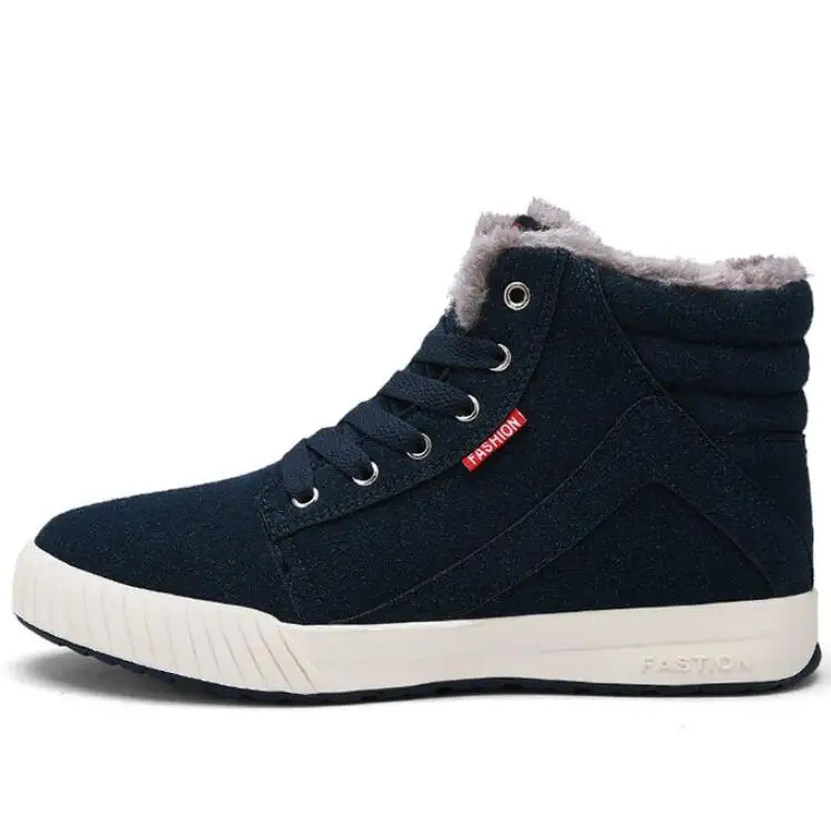 Men ankle boots matte PU snow warm shoes male man lace up shoe men's winter autumn booties sapato feminino chaussure M0173 - Color: blue