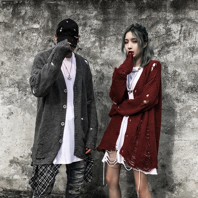 Sweatshirt Herren Oversized Herren-Risspullover Aus Strick