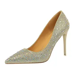 Лидер продаж; женские блестящие туфли-лодочки на высоком каблуке 10 см с кристаллами; элегантная женская обувь серебристого цвета;
