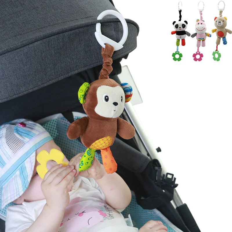 

Baby Stroller Accessories Cartoon Hand-cranked wind chimes Plush Stroller Pendant Toys Teether Newborn appease Toy