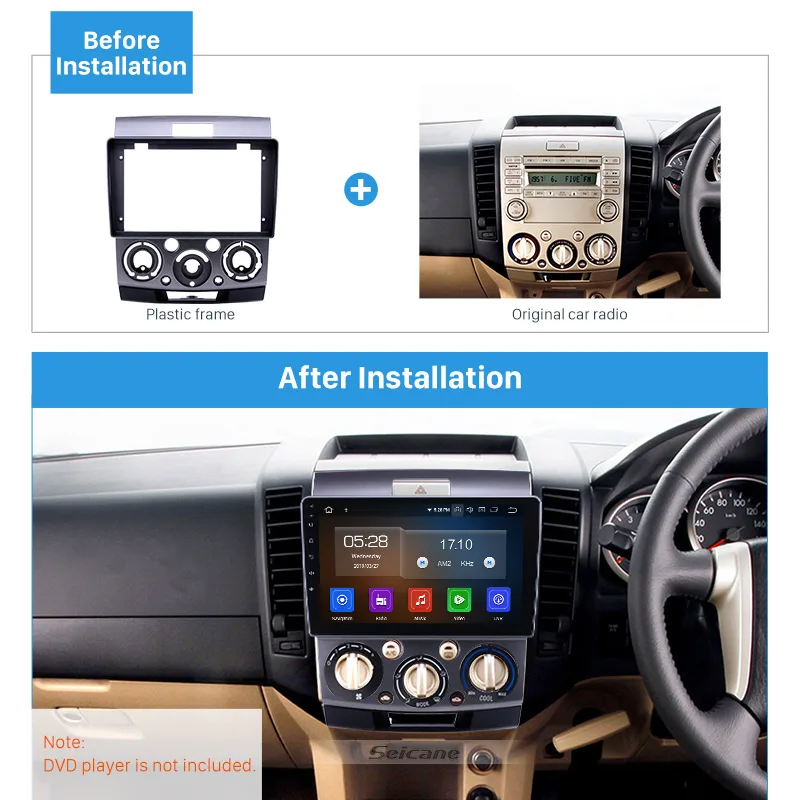 Seicane Car Radio 2Din 9&quot Fascia Panel for Ford Everest/ Ranger/ Mazda BT-50 2006 2007 2008 2009 2010 Audio Dash Trim Kit | Автомобили
