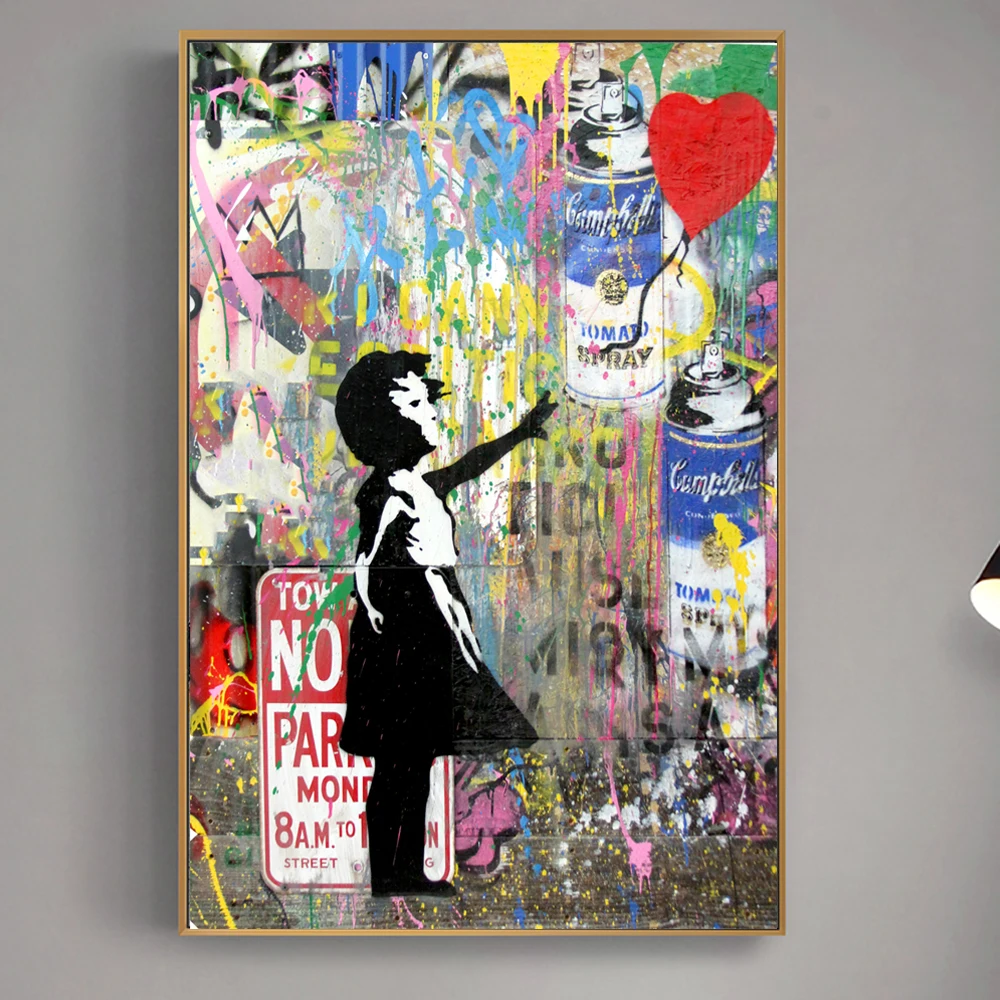 

Girl Chasing Balloons Street Art Canvas Paintings On The Wall Art Posters And Prints Graffiti Art Pictures Kids Room Wall Decor