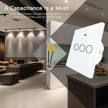 

New High Quality Single Fire WiFi Smart Wall Switch 170-240V 86 Type RF433 No Neutral Wire Needed Work With Alexa Google Home