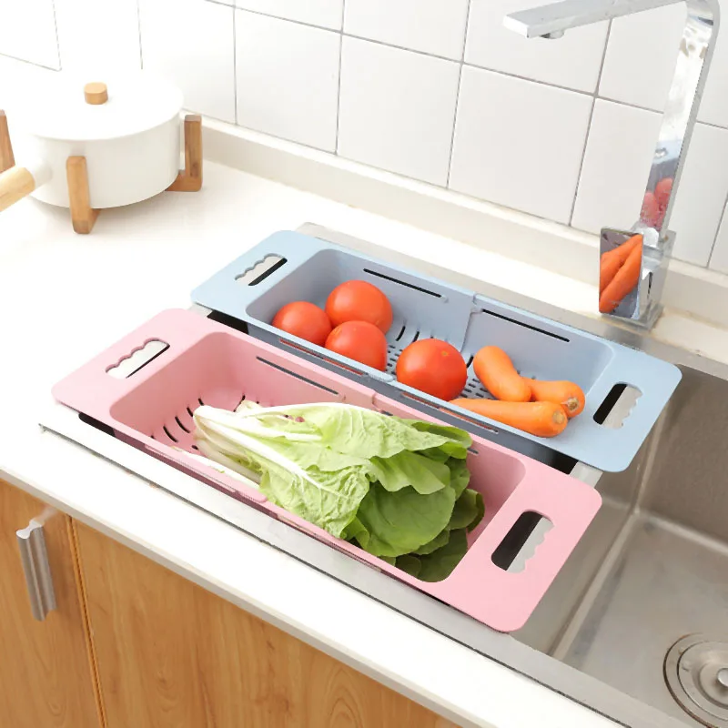 2 шт Набор Регулируемая раковина сушилка для посуды шкаф-органайзер для кухни пластиковая раковина сливная Корзина Овощной фруктовый
