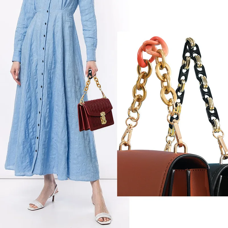 High Quality Brand Jelly Acrylic Alloy Strap DIY Resin Chain Handbag Plastic Thick Shoulder Belts Bag Accessories | Багаж и сумки
