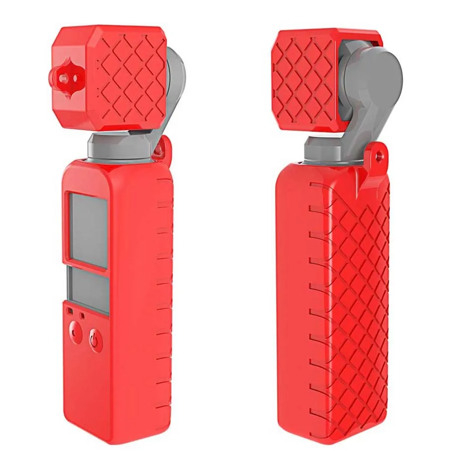 Для OSMO Карманный силиконовый защитный чехол мягкий чехол для DJI Osmo Карманная камера аксессуары защитные чехлы+ крышка объектива сумка - Цвет: RED