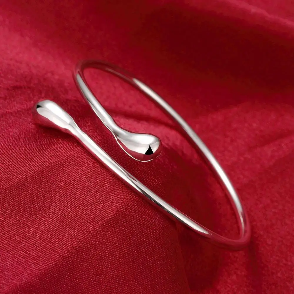 Модный стиль 925 Серебряный Круглый сердце Открытый браслет для женщин модные ювелирные изделия манжеты браслеты
