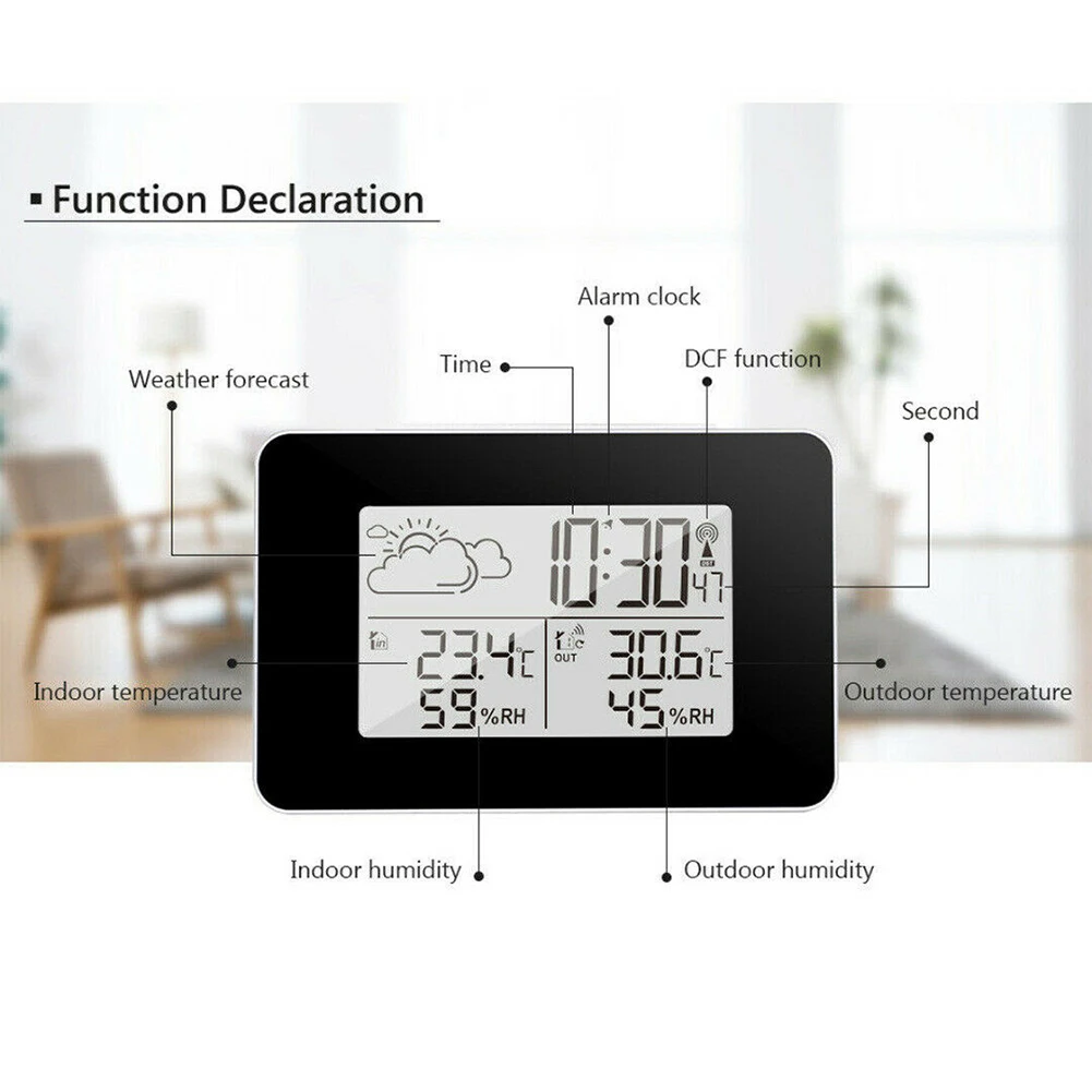 Метеостанция для дома, для помещений, для улицы, для офиса, датчик влажности, температура, питание от батареи, ЖК-дисплей, будильник