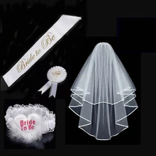 4 шт./компл. невесты Вечерние фатиновая кружевная Мантилья значок с поясом, с розочками, свадебные аксессуары