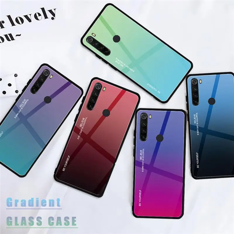 

Gradient Tempered Glass Case For Xiaomi Redmi Note 8 7 6 Pro Redmi 6 Pro 5 Plus 7 6A 7A Mi 8 Lite Mi A2 A1 9 t Pocophone F1 Case