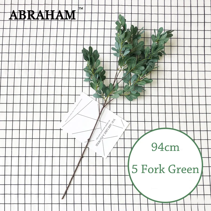 

94cm 5 Fork large Artificial Tree Branch Green Silk Leaves Fake Jujube leafs Wedding Decoration Plant For Home Garden Fall Decor