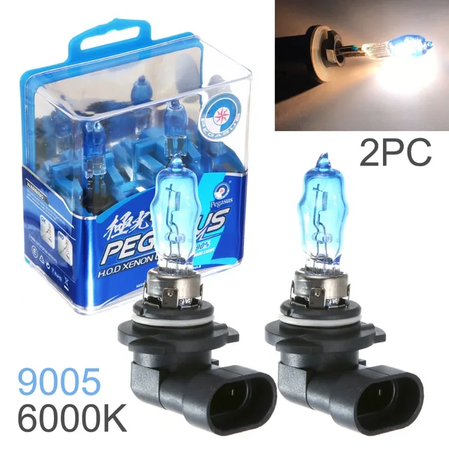 MovFlax H4 H7 H3 Car HOD Halogen Bulbs H9 H1 2 Pcs DC 12V 100W 6000K White Light Front Headlight Lamp Car Light Source Parking 9005 Socket
