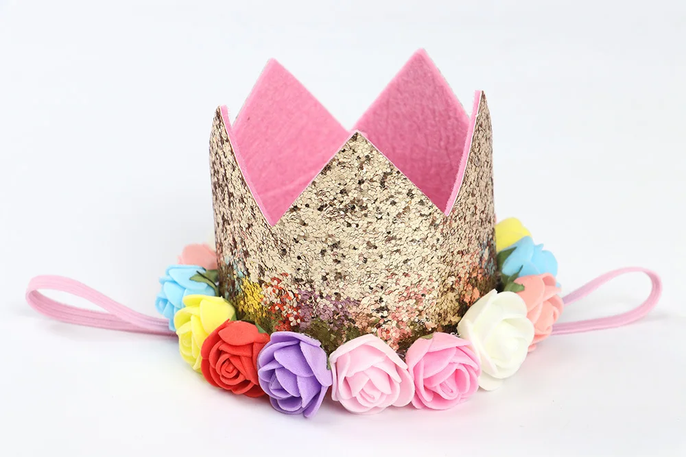 1 шт. 1 2 3 шапки ко дню рождения цветок корона 1 день рождения шапка новорожденного ребенка ободок для дня рождения 1 год День рождения украшения